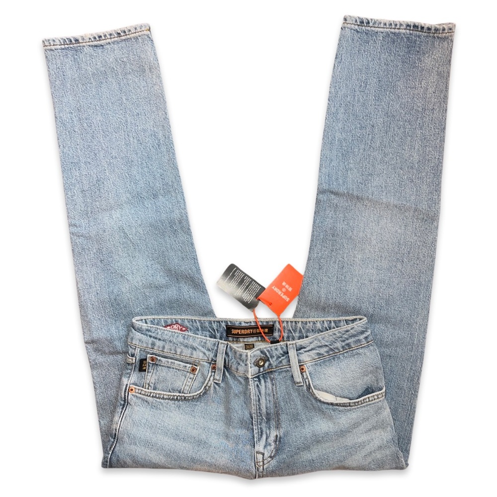 SuperDry Men’s Tailored Straight Jean in Beak Beat Up Blue - Picture 7 of 12
